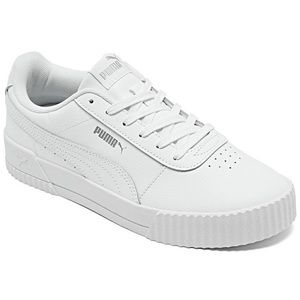 PUMA Carina Leather Platform Sneaker white silver 6.5